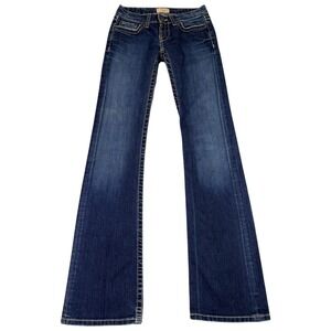 BKE 24 X 35 1/2 Madison Dark Wash Flare Jeans Embroidered Pockets Y2K Western